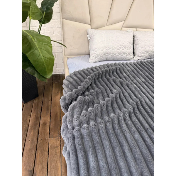 Плед-покривало євро Королівська Смужка 7 см 20098 200х220 см темно-сірий