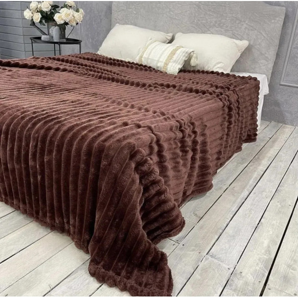 Плед-покривало євро Koloco Шарпей Смуга 4 см 20206 200х230 см шоколадний