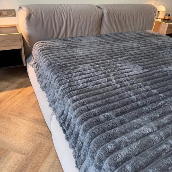 Плед-покривало євро Koloco Шарпей Смуга 4 см 20207 200х230 см сірий