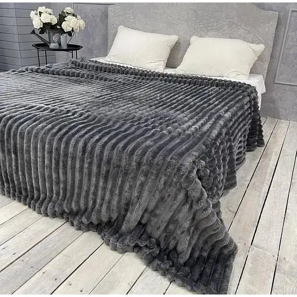 Плед-покривало євро Koloco Шарпей Смуга 4 см 20208 200х230 см графітовий