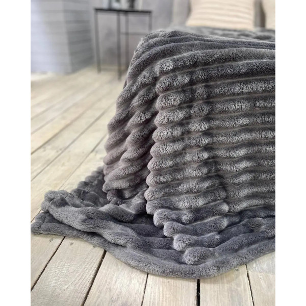 Плед-покривало євро Koloco Шарпей Смуга 4 см 20208 200х230 см графітовий