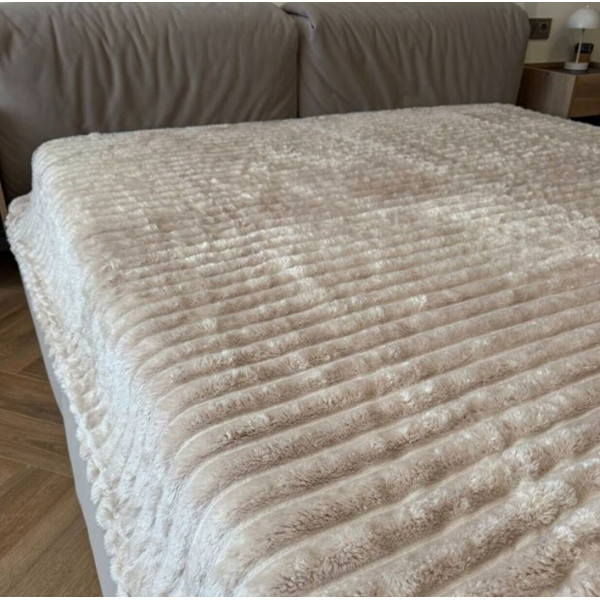 Плед-покривало євро Koloco Шарпей Смуга 4 см 20209 200х230 см бежевий