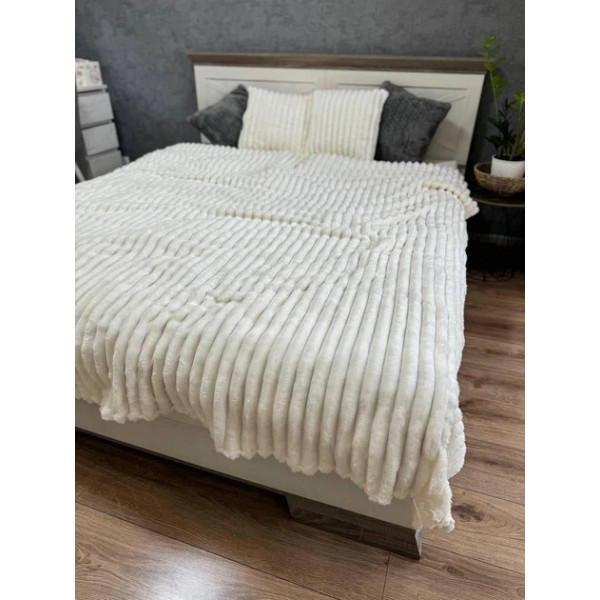 Плед-покривало євро Koloco Шарпей Смуга 4 см 20210 200х230 см молочний