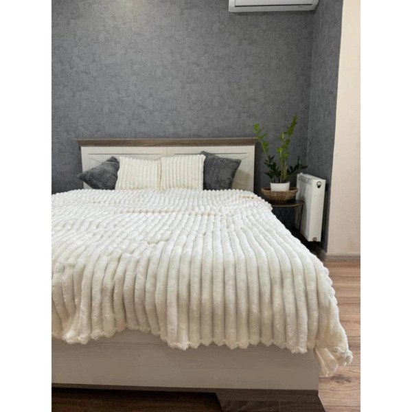 Плед-покривало євро Koloco Шарпей Смуга 4 см 20210 200х230 см молочний