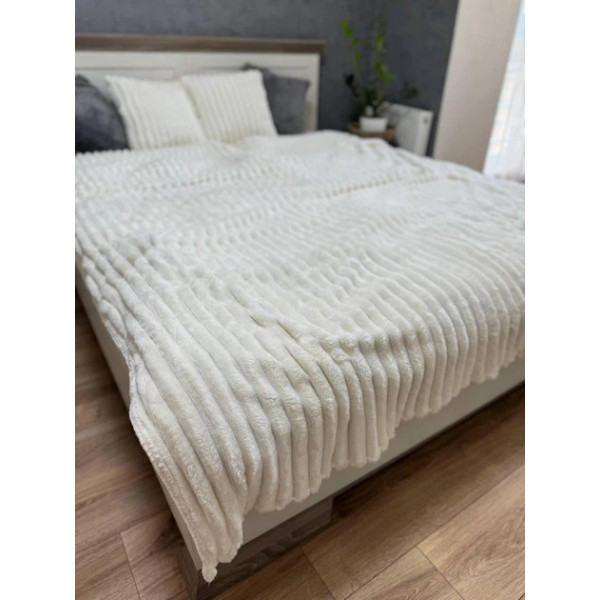 Плед-покривало євро Koloco Шарпей Смуга 4 см 20210 200х230 см молочний