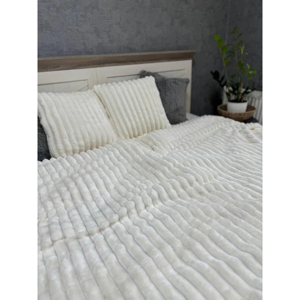 Плед-покривало євро Koloco Шарпей Смуга 4 см 20210 200х230 см молочний