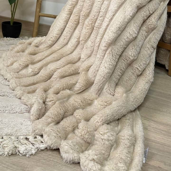 Плед-покривало євро Koloco Шарпей Смуга 7 см 20213 200х230 см бежевий