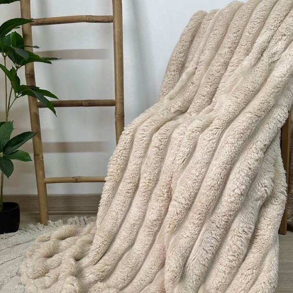 Плед-покривало євро Koloco Шарпей Смуга 7 см 20213 200х230 см бежевий