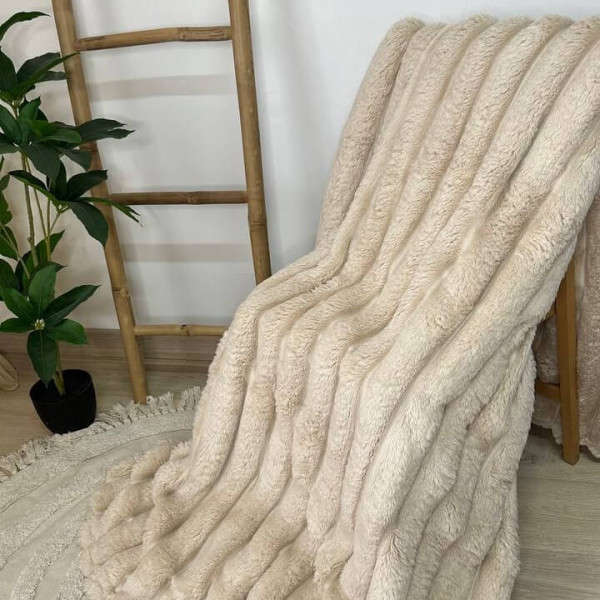 Плед-покривало євро Koloco Шарпей Смуга 7 см 20213 200х230 см бежевий