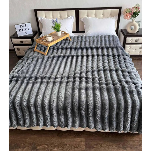 Плед-покривало євро Koloco Шарпей Смуга 7 см 20216 200х230 см темно-сірий