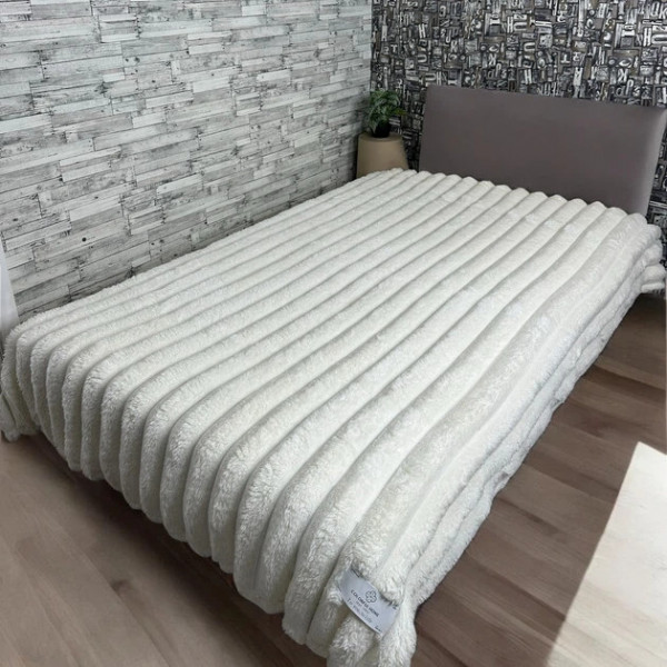 Плед-покривало євро Koloco Шарпей Смуга 7 см 20217 200х230 см молочний