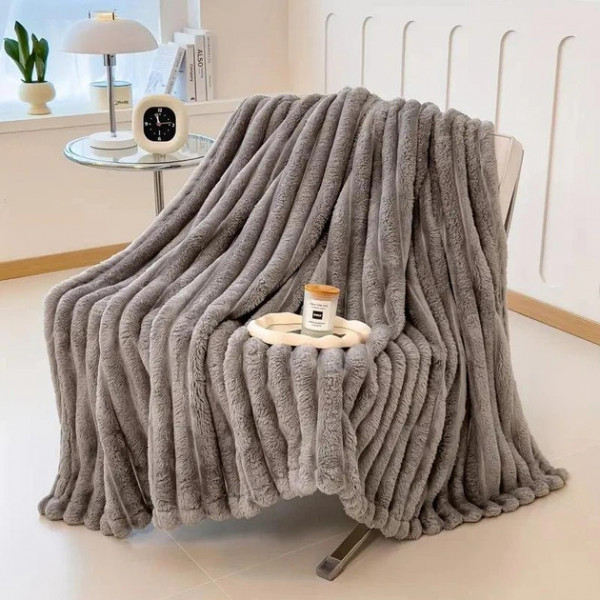 Плед-покривало євро Koloco Шарпей Смуга 7 см 20218 200х230 см сірий