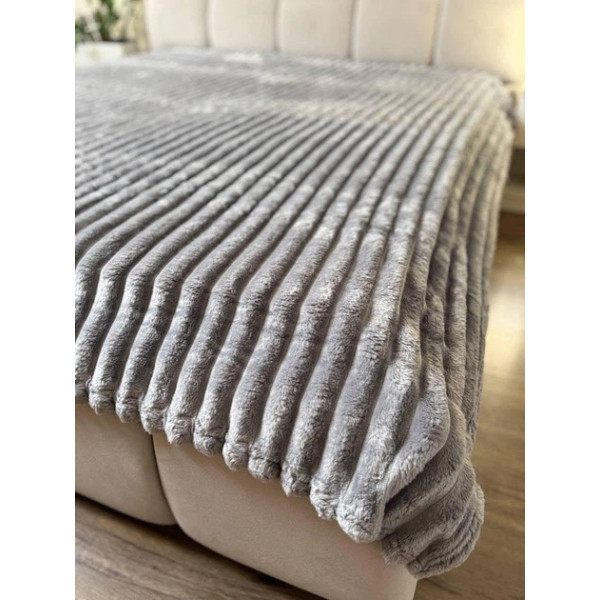 Плед-покривало євро Koloco Шарпей Смуга 7 см 20218 200х230 см сірий