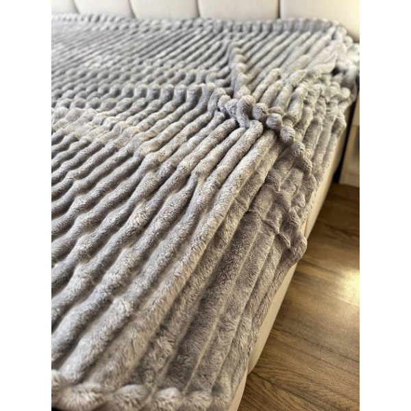 Плед-покривало євро Koloco Шарпей Смуга 7 см 20218 200х230 см сірий