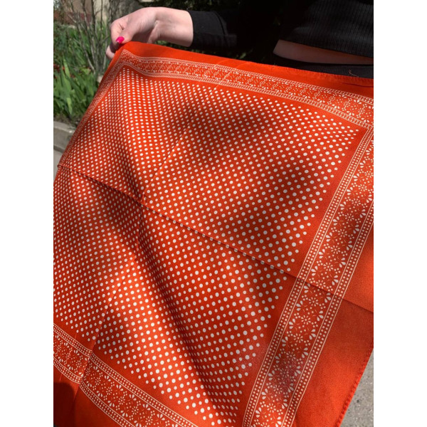 Бандана з візерунком Горошок 10552 55х55 см оранжева