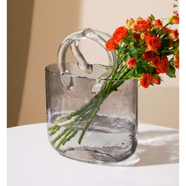 Ваза скляна 18659 19.5х28 см чорна