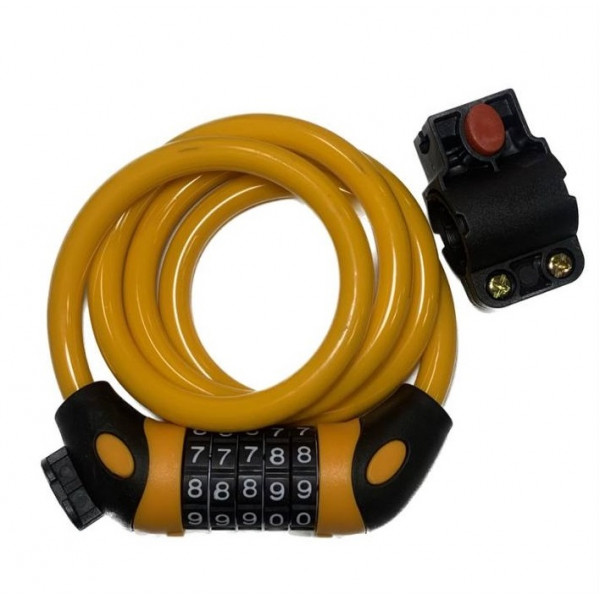 Велосипедний кодовий замок з кріпленням на 5 цифр 11424 120 см оранжевий