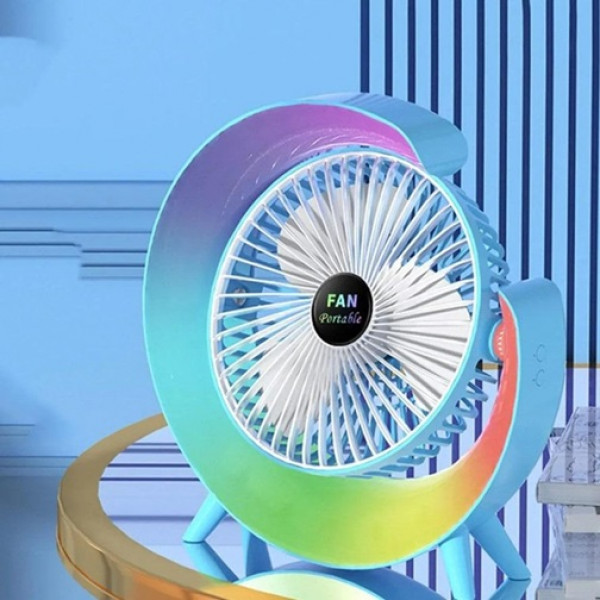 Настільний вентилятор безшумний з підсвічуванням RGB Fan Colorful Desktop 19030 блакитний