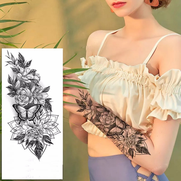 Тимчасовий тату водостійкий 3D великий Метелик FF-088 17.5х8.5 см