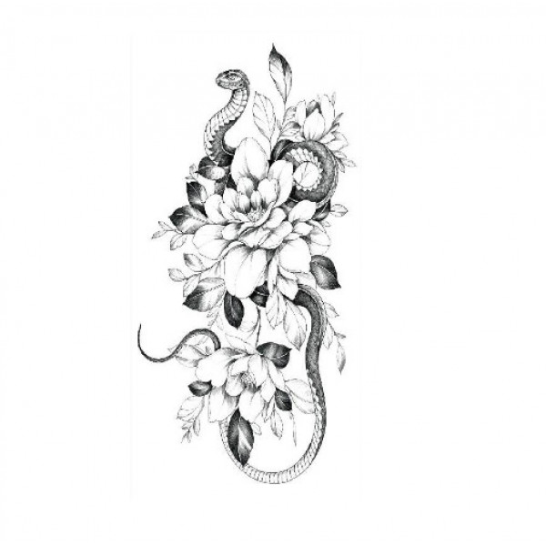 Тимчасовий тату водостійкий 3D великий Змія 2 HD-24 18х8 см