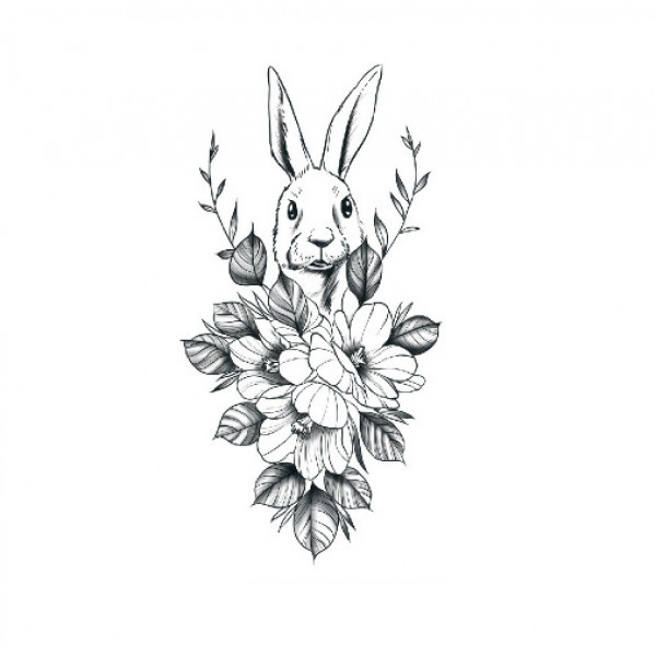 Тимчасовий тату водостійкий 3D великий Кролик HD-05 17х9 см