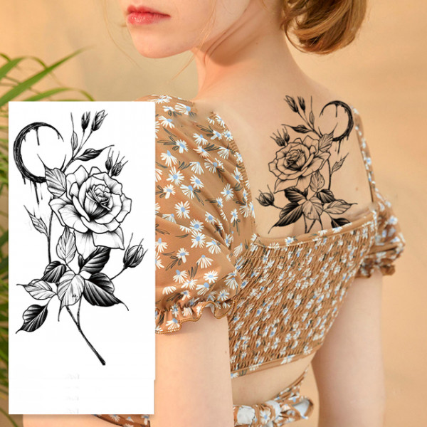 Тимчасове тату водостійке 3D велике Роза FF-090 17х9 см