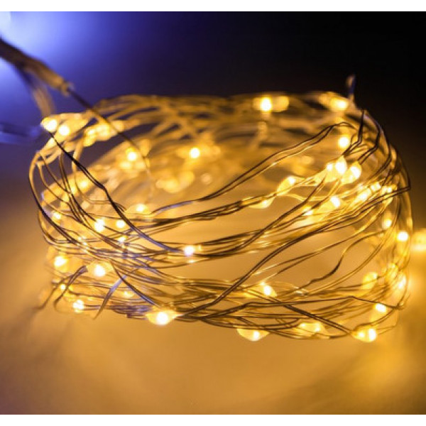 Гірлянда світлодіодна на 3 батарейках Роса 9169 10 м золота