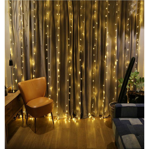 Гірлянда світлодіодна від мережі Штора CRT-011WW 19571 3х2 м 300 LED теплий жовтий