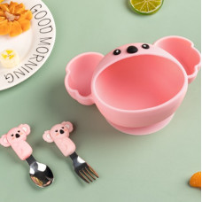 Дитячий набір посуду 18554 3 предмети рожевий