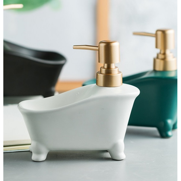 Дозатор для мила з підставкою для мочалки Однотон 11486 350 мл білий