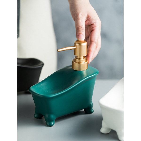 Дозатор для мила з підставкою для мочалки Однотон 11487 350 мл зелений