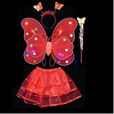 Карнавальний наряд крила зі спідницею світиться Метелик 9084 червоний