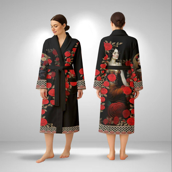 Кімоно жіноче з плюшевого велюру Queen of Roses 29459 L