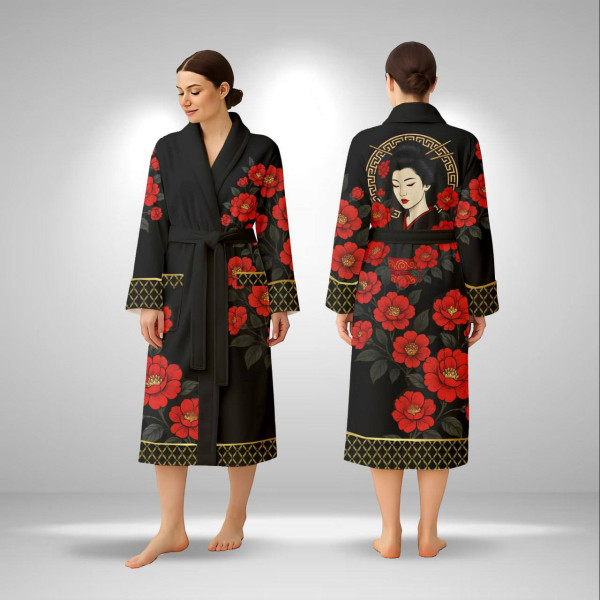 Кімоно жіноче з плюшевого велюру Red Camellia 29455 2XL