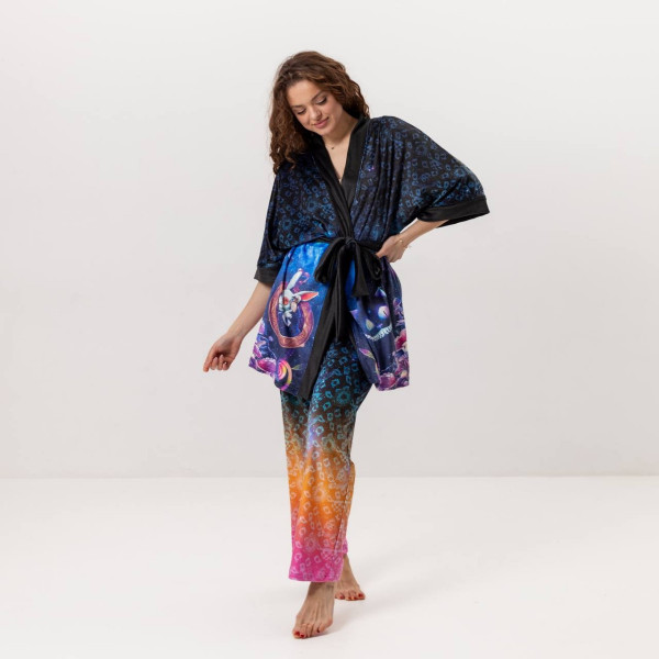 Комплект жіночий з плюшевого велюру штани та халат Аліса в країні чудес 3438_XL 16038 XL