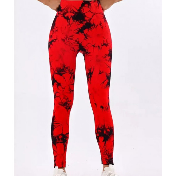 Легінси жіночі спортивні з пуш-ап Tie Dye 18903 L червоний мармур