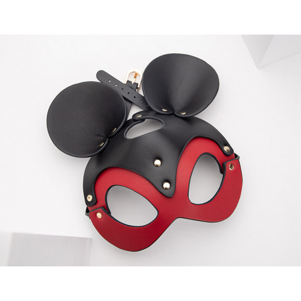 Маска БДСМ для рольових ігор Міккі 7418 20х24 см чорна з червоним