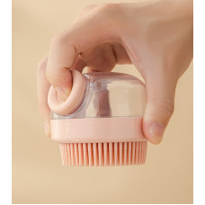 Масажна щітка для миття голови з дозатором 14754 7х8.5 см пудрова