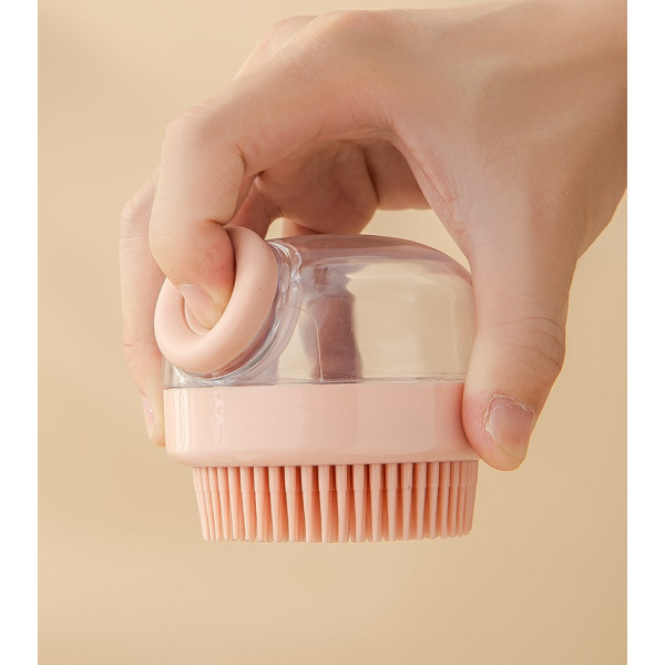 Масажна щітка для миття голови з дозатором 14754 7х8.5 см пудрова