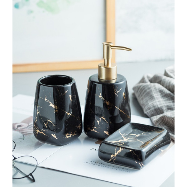 Набір аксесуарів для ванної кімнати Мармур 11455 3 предмети чорний