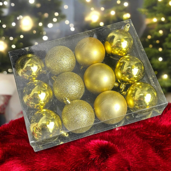 Набір іграшок на ялинку 14892 6 см 12 шт золотистий
