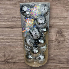 Набір іграшок на ялинку 19339 6 см 24 шт сріблястий