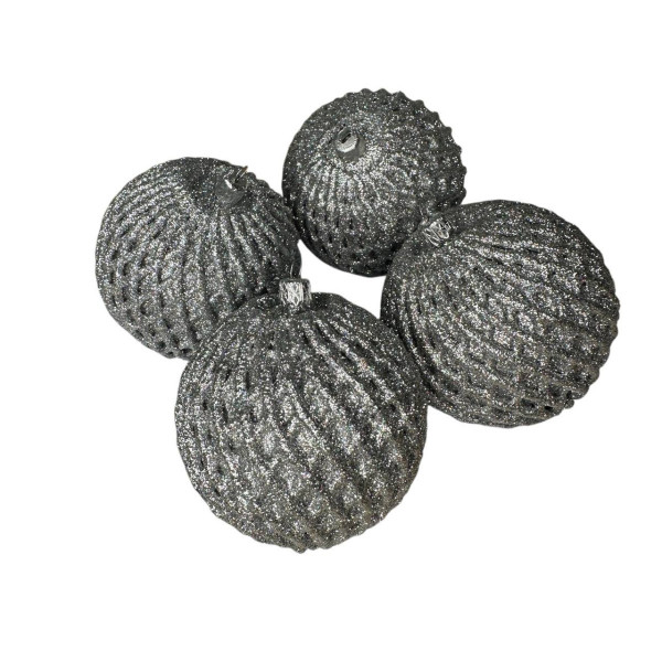 Набір іграшок на ялинку 19819 8 см 4 сріблясті