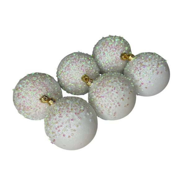 Набір іграшок на ялинку 19824 8 см 6 шт білий