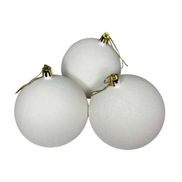 Набір іграшок на ялинку 19826 10 см 3 шт білий оксамит