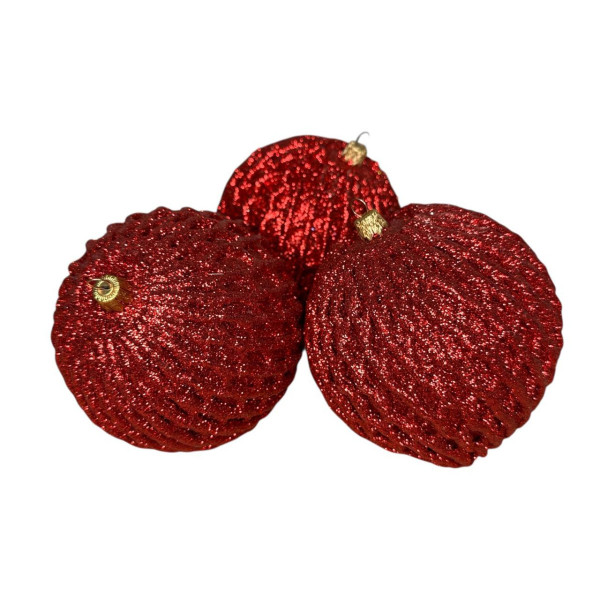 Набір іграшок на ялинку 19854 10 см 3 шт червоний