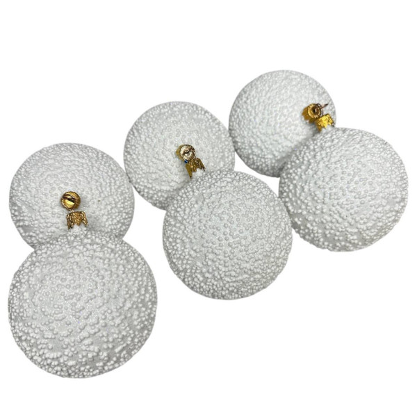 Набір іграшок на ялинку 19884 8 см 6 шт білий