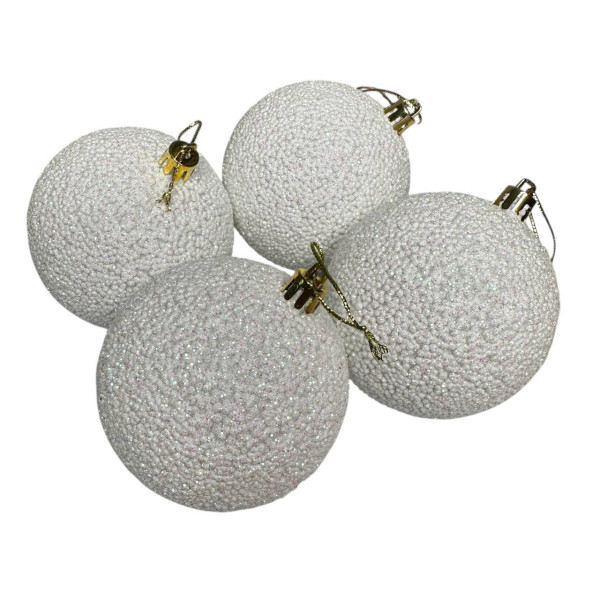 Набір іграшок на ялинку 19886 8 см 4 шт білий