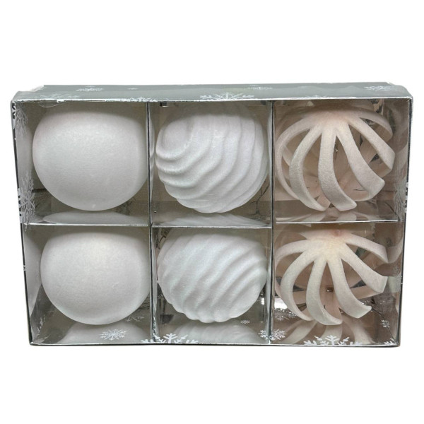 Набір іграшок на ялинку P26-95 19685 8 см 6 білий