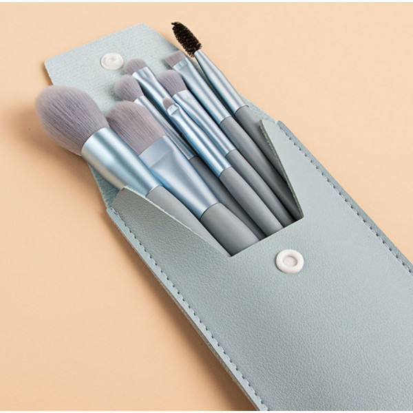 Набір кистей для макіяжу в чохлі 5553 блакитний 9 предметів